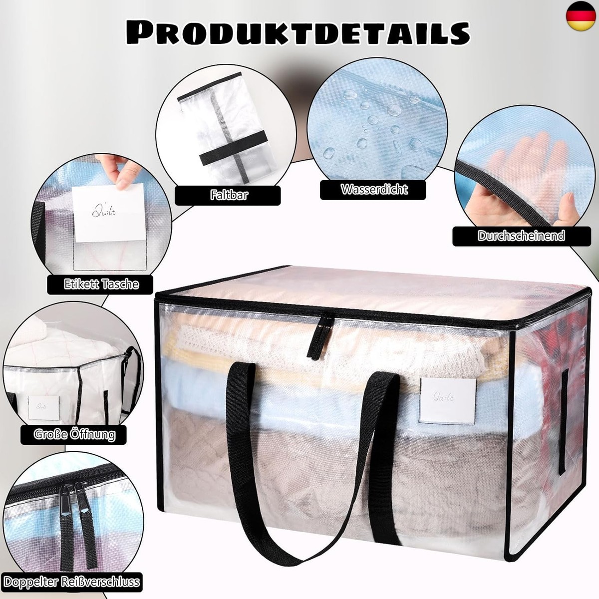 Produktbild von 10 Riesige Klarsicht-Aufbewahrungstüten 90x126 Cm – Für Koffer, Möbel, Decken & Mehr