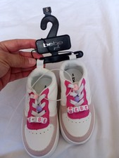 bebe Unisex Kids Athletic Low Top Lace-Up Sneakers White/Pink US Size 5