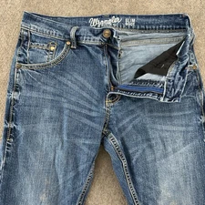 Wrangler Retro Jeans Mens 31x32 Blue Dark Wash Slim Fit Straight Leg Boot Cut