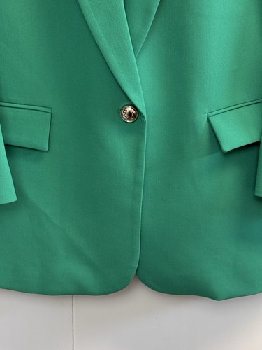 NEW ZARA Green Tailored Blazer Women’s S One Button Structured Jacket Green - Afbeelding 7 van 10