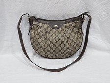 Vintage Gucci GG Canvas Shoulder Bag Accessory Collection Brown Leather Hobo