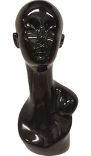 888 Display USA Elegant Female Mannequin Head Glossy Black Stand (N2)
