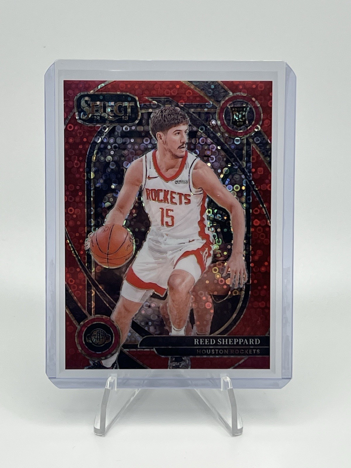 2024-25 Panini Select - Courtside Reed Sheppard #299 Red Disco Prizm /49 (RC)