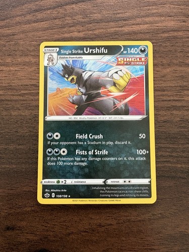 Single Strike Urshifu Holo Rare - 108/198 - Chilling Reign Pokemon 2021 NM