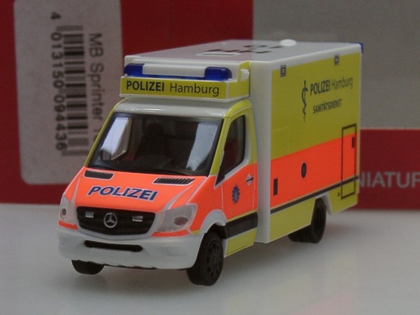 "Herpa Mercedes Sprinter RTW \"Polizei Hamburg - SanitäTsdienst \" - 094436 - 1:87"-image
