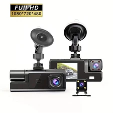 3 lenses Camara De Seguridad Dash Cam Para Auto Carro Delantero Trasero Interior