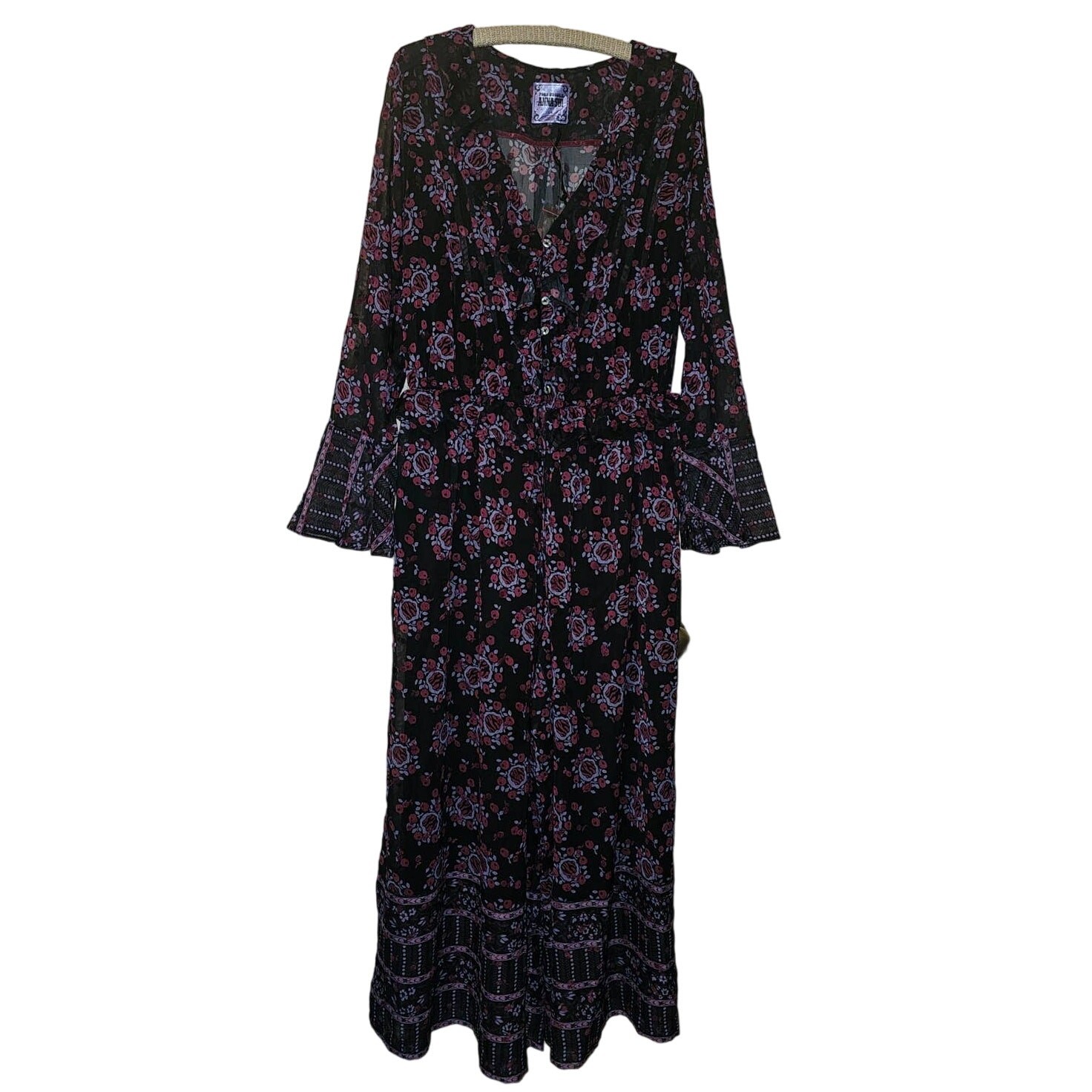 New FP x Anna Sui Cassiel Abstract Floral Jumpsuit $298 LARGE 