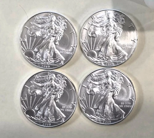 2019 Silver 1 oz American Eagle .999 Fine Silver Coin lot of 4