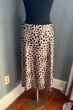 Women  s Animal Print Satin Maxi Skirt Size Large Elastic Waist Pull On