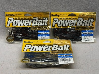 Obsolete Vintage Berkley 4'' Power Trailer Craws, (3) 8 pks, Tournament Strength