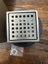 4 Inch Square Shower Floor Drain Kit with Flange Stainless Steel Gun Grey