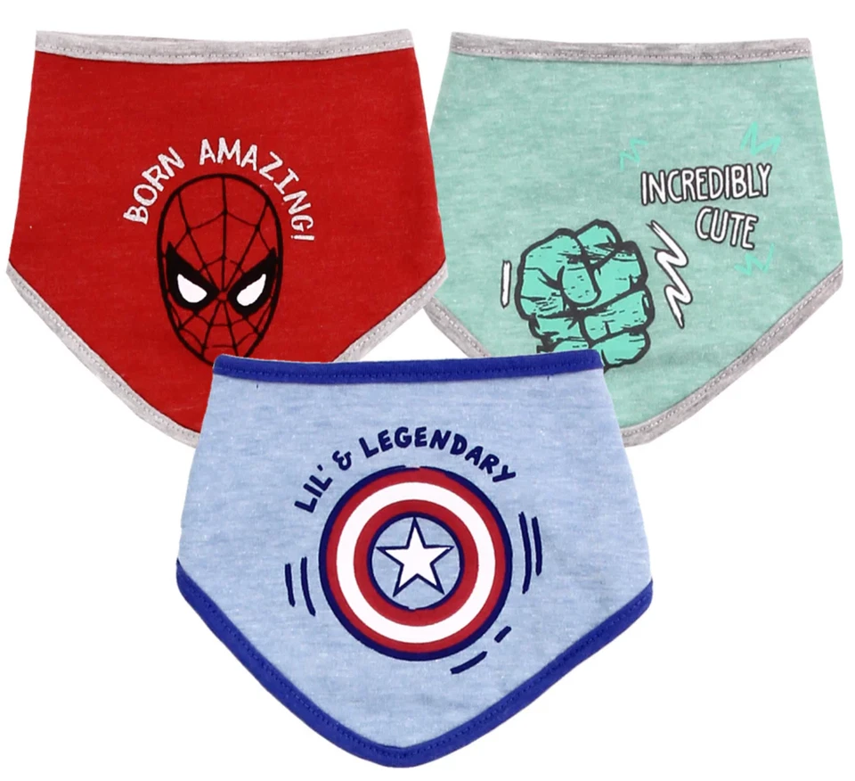 Juego de regalo baberos y calcetines Marvel para niños 0-12M Spiderman Hulk Capitán América Foto 3 de 4