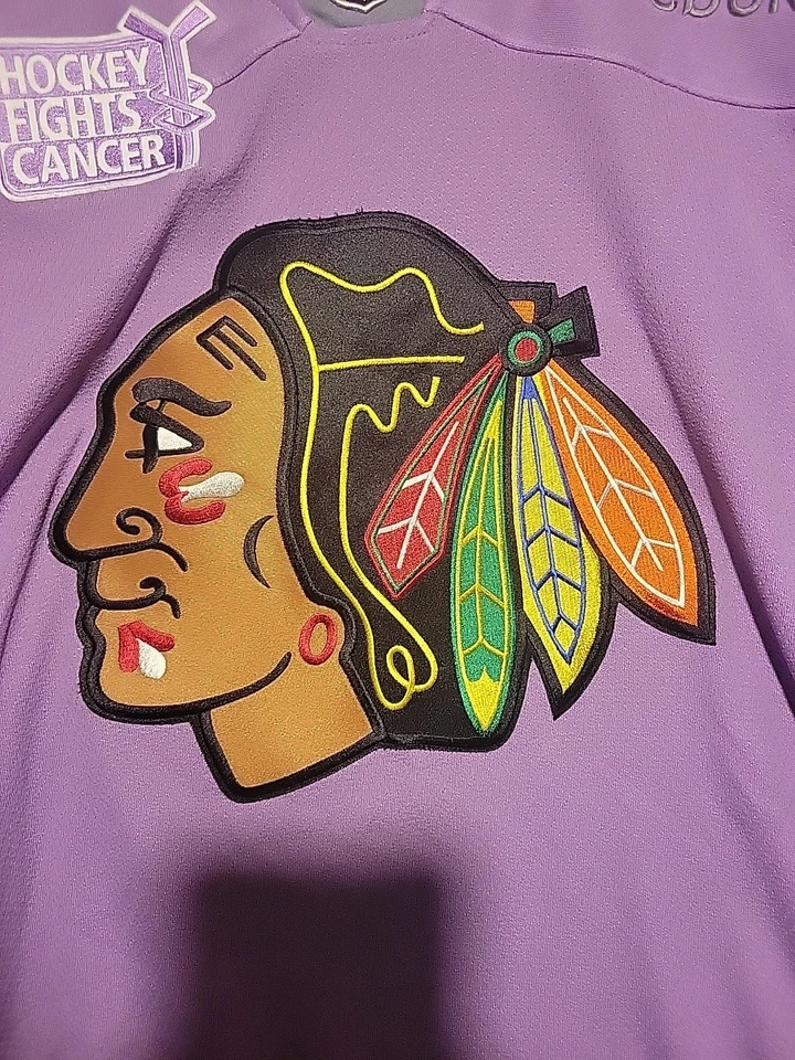 Camiseta deportiva NHL Chicago Blackhawks Reebok Hockey Fights Cancer talla XL Foto 2 de 4