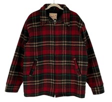Woolrich Vintage 70s Plaid Jacket Sherpa Lined Coat Red Black Green Mens Large