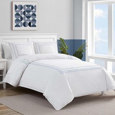 Queen Duvet Cover Set, Soft Bedding with Matching Shams, Embroidered