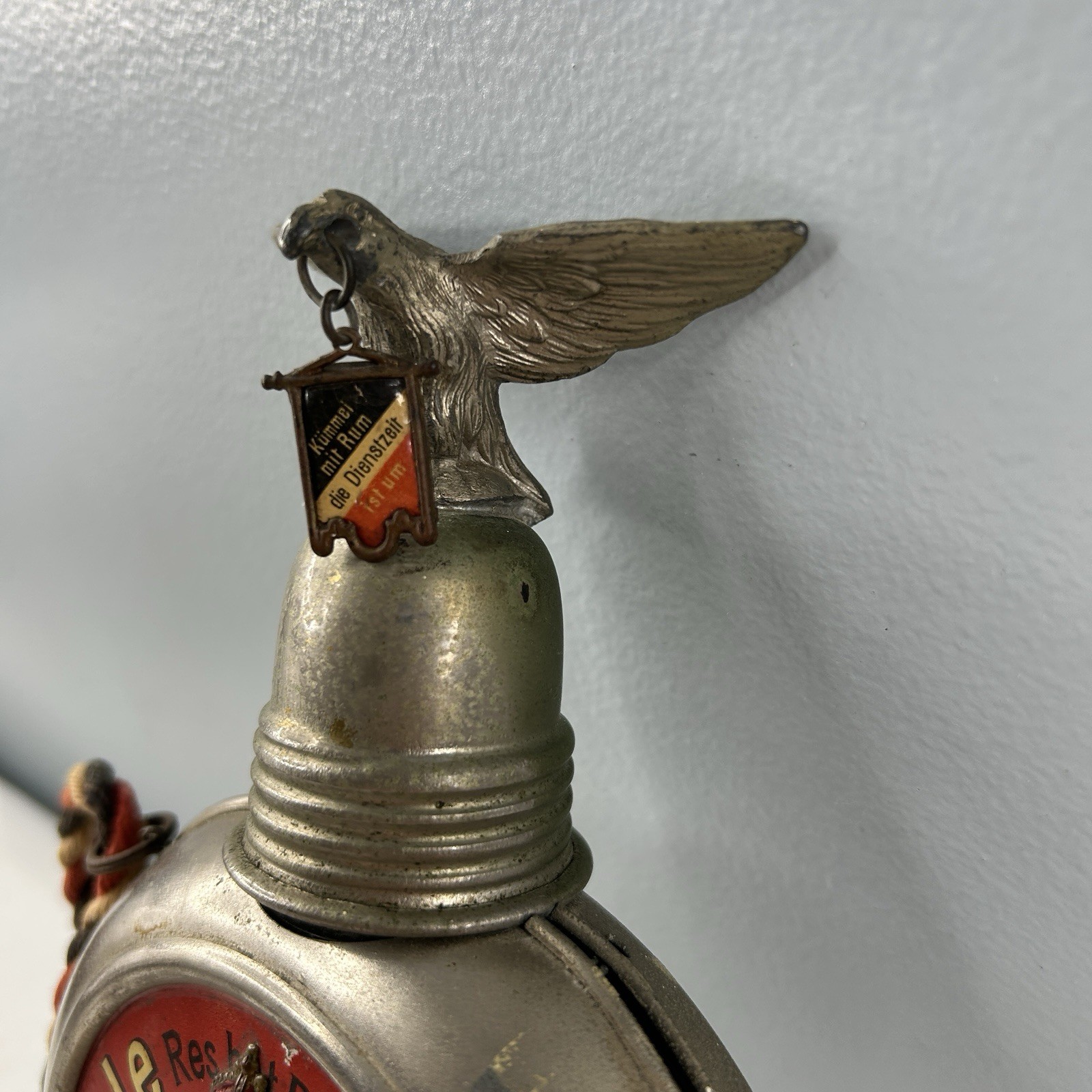 Pre WWI German Flask Metal/Glass Parole Heimat Soldier Reservist