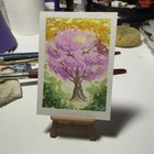 ACEO Cherry Blossom Tree Hand Painted Watercolor Art Card. Not A Print! — photo 1