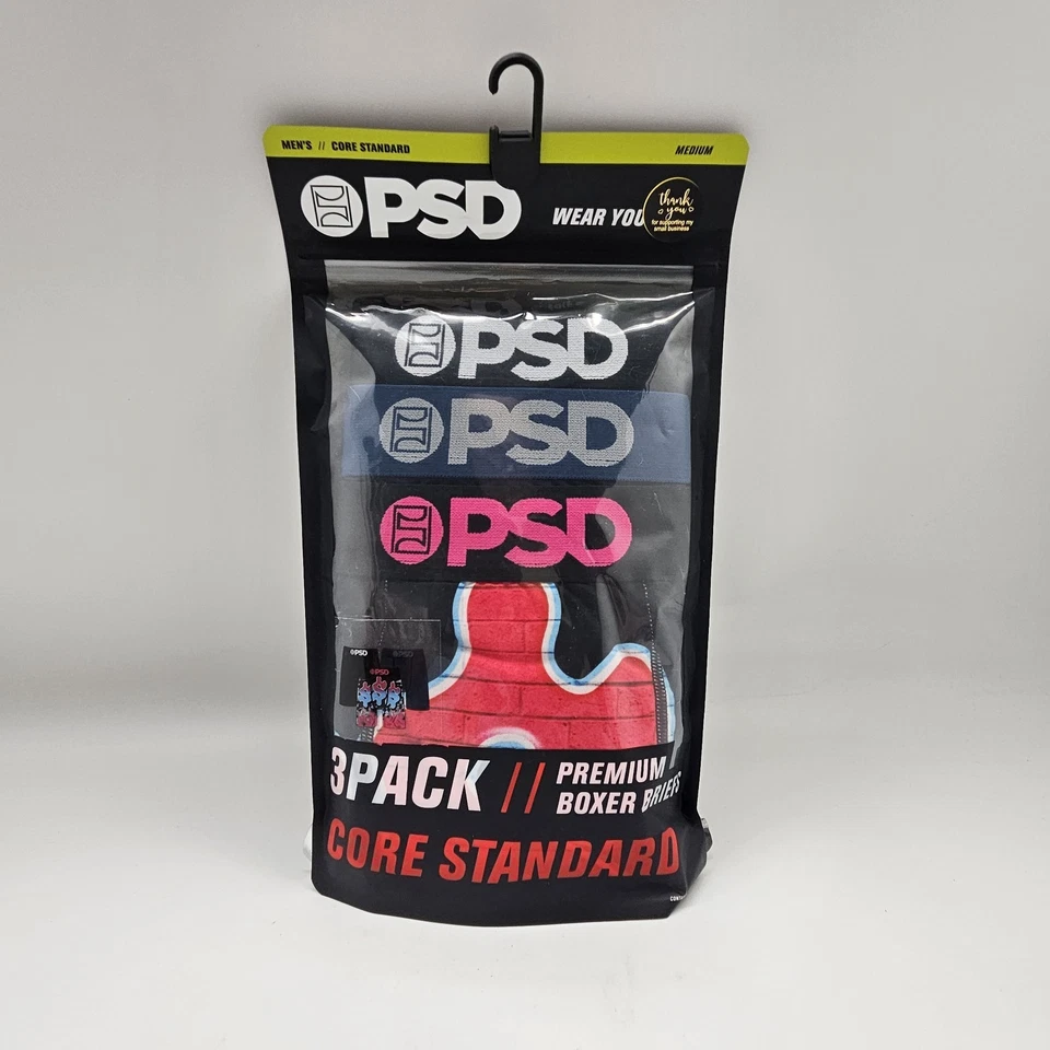 3 Pack PSD Underwear Micro Mens Small Core Standard Boxer Briefs Black Navy Pink - Image 3 of 4