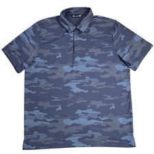Travis Mathew Beachside Stealth Polo Shirt Mens XXLarge Blue Camouflage TM Logo