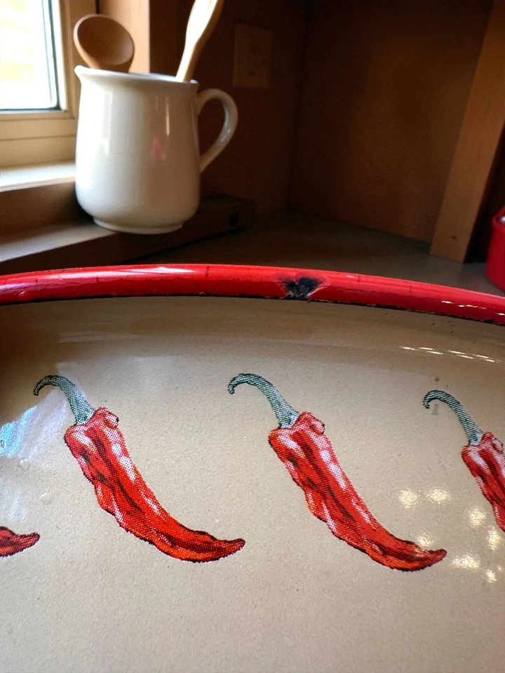 Esmalte vintage de mármol Canyon - Tazón para servir chile pimienta - 10,5" - Granja Foto 3 de 4