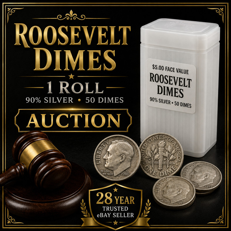 $5 Face Roosevelt Silver Dimes 90% Silver 50 Coin Mixed Date Circulated Lot