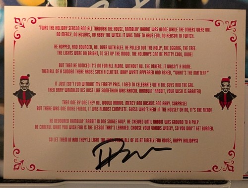 Bray Wyatt Auto Signed Christmas Card 5x7 WWE Shop Holidays Ramblin Rabbit 