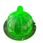 Colonial "Knife & Fork" Butter Dish Green Uranium UV glow Vintage Marriage Piece