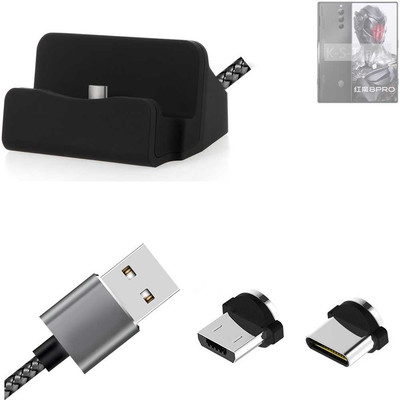Ladestation für nubia Red Magic 8 Pro Global + USB-Typ C u. Micro-USB-Adapter