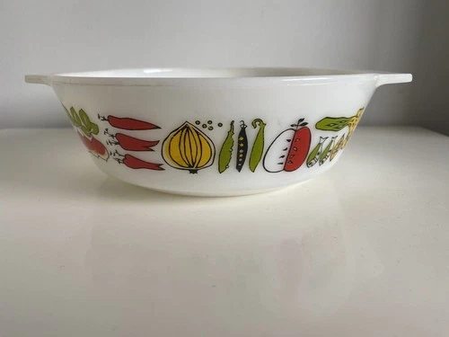 VTG 60s Retro JAJ Pyrex Glass Harvest Vegetable Casserole Oven Dish Serving Bowl