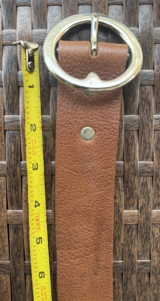 Dos Flores 复古棕色水牛皮革腰带。  34 码可拆卸扣。 — 第 3/4 张图片