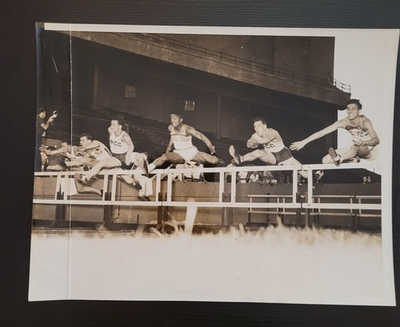 #ad #ad 1940 Track Photo 120 Yard High Hurdles BIG 10 vs PACIFIC COAST CONF Simpson Finc $225.00
