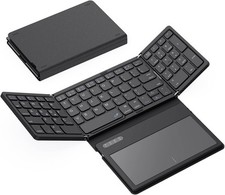 Foldable Bluetooth Keyboard, Portable Full Size Folding Keyboard with Black