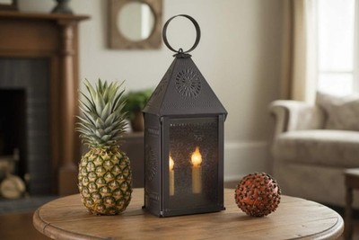 Irvins Country Tinware Hospitality Lantern with Chisel in Kettle Black