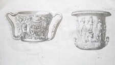 ANCIENT VASES Saint Denis Ptolemy Cup & Medici Vase - 1804 Copperplate Print