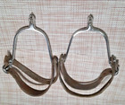 Stainless Steel Western Horse Riding Spurs With Small Rowels Leather Straps