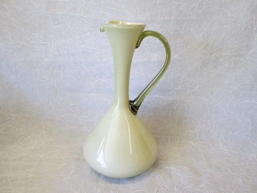 Empoli Italy Light Olive Green Art Glass Water Serving 13" tall Pitcher - Picture 7 of 8