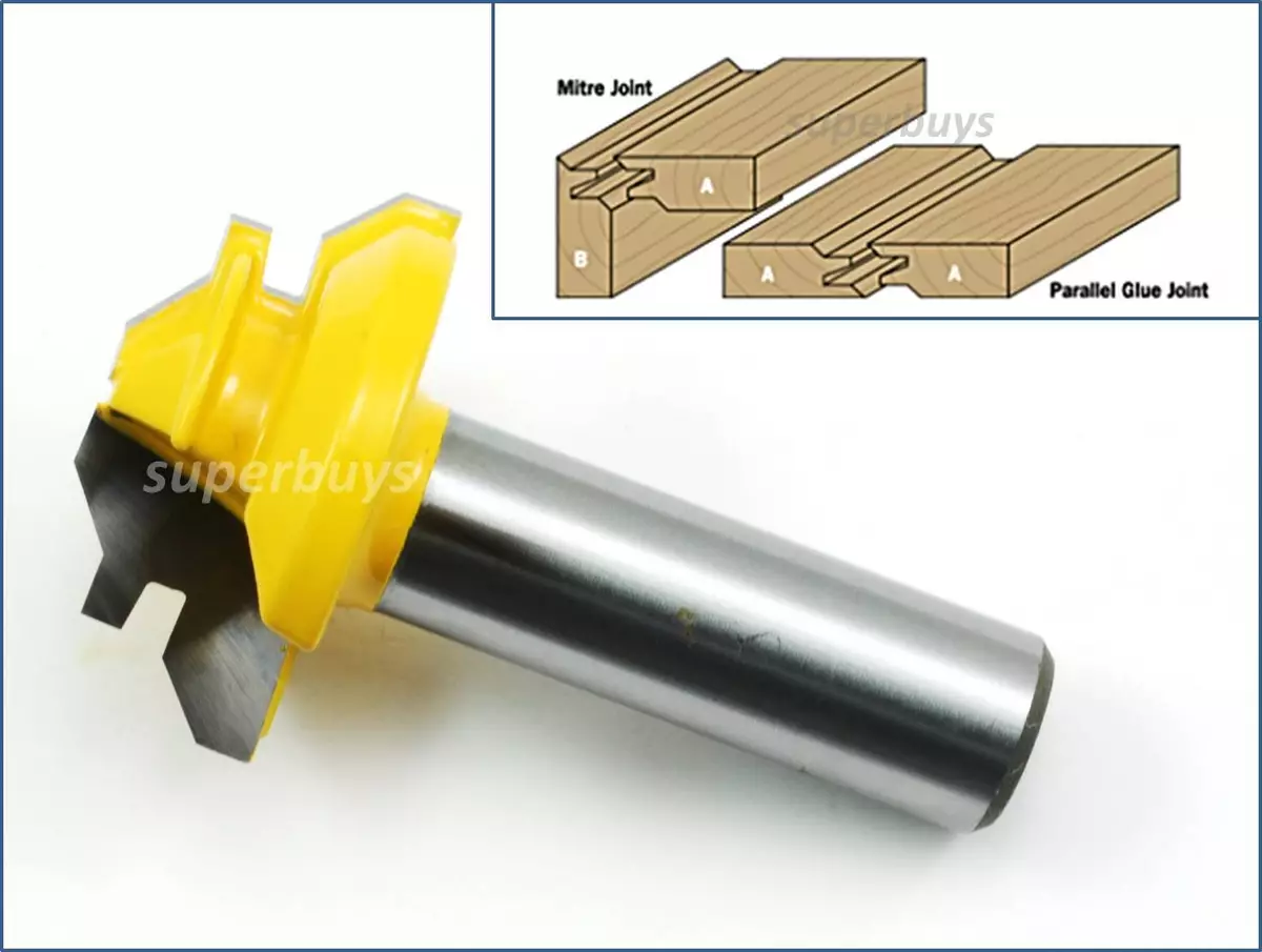 45Degree Mitre Miter Parallel Lock Corner Joint Router Cutter Drill Bit Tool 1 2