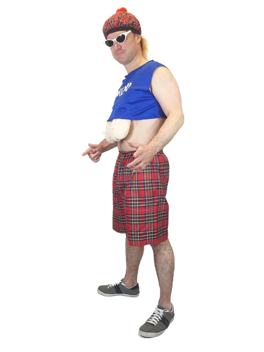 Costume de fantaisie homme adulte dr le tartan cossais gros boobs cerf cossais