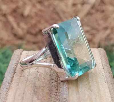 Aquamarine 925 Sterling Silver Band &Statement Ring Handmade Ring All Size  R82