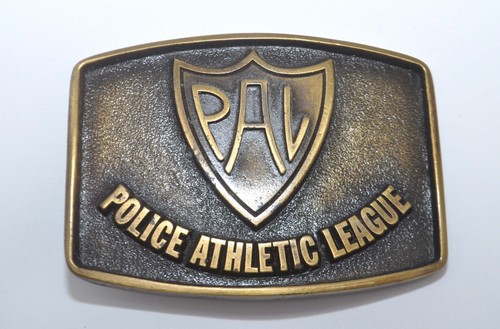 Vintage PAL Police Athletic League 3.5" Brass Belt Buckle USA