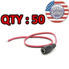 50 X CCTV security camera 12v DC 2.1mm Power Pigtail Female cable Plug wire