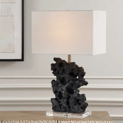 BASALT MAN MADE STONE ACCENT TABLE LAMP UTTERMOST 30386 - Picture 1 of 6