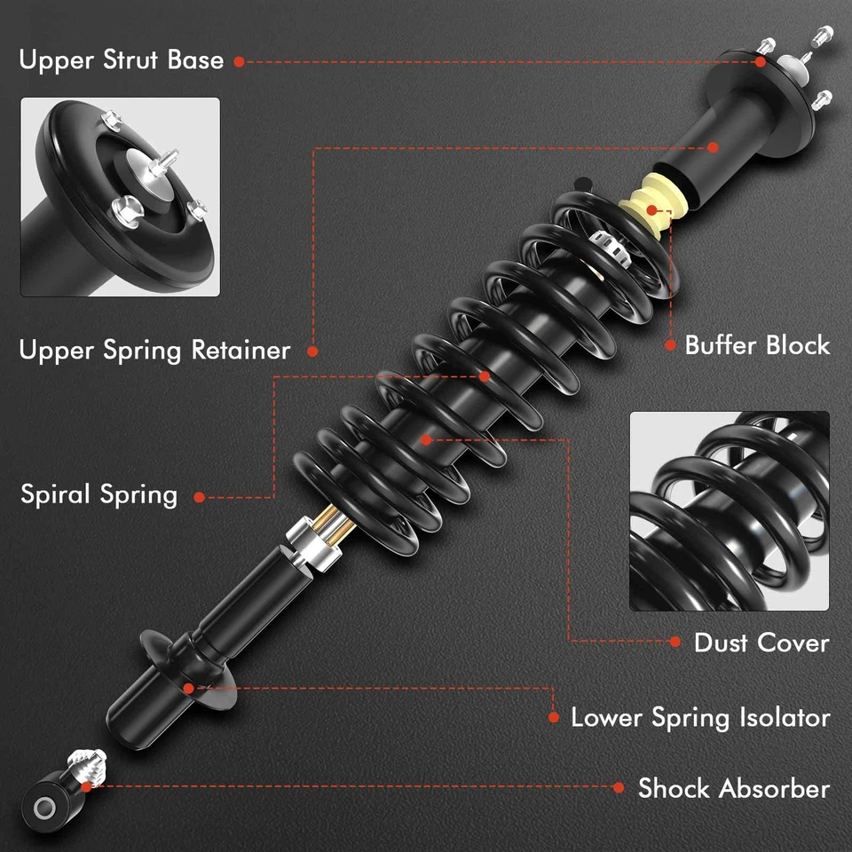 2Pcs Rear Complete Strut and Coil Spring Assembly for Mazda MX-5 Miata 2006-2014 - Image 2 of 4