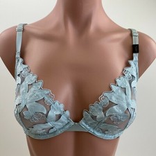 Victoria's Secret Underwire Unlined Floral Plunge Bra Teal Size 32DD NWT