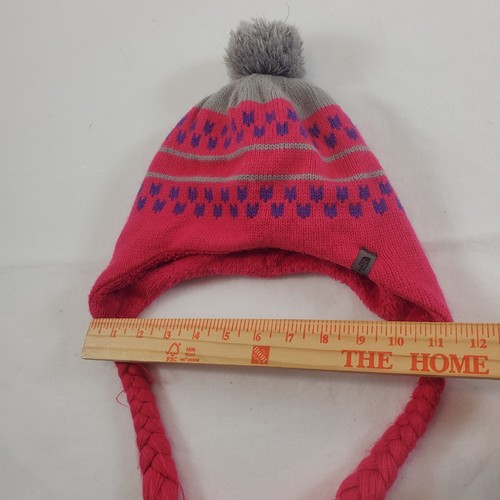 The North Face Youth Beanie Pom Pom Ear Flaps pink medium - Picture 6 of 6