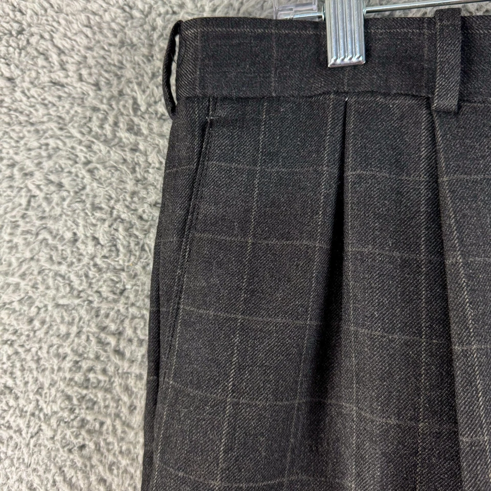T Harris Wool Dress Pants Mens 36 Gray Plaid Business Casual Office Wedding - Image 4 of 4