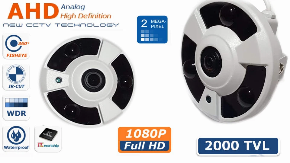 LEOVIN TELECAMERA VIDEOSORVEGLIANZA CCTV AHD FISHEYE 360° 1.7MM 2000TVL 1080P 2.0 MPX