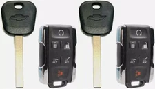 2 REPLACEMENT TRANSPONDER CHIP Chevy BowTie Logo KEY + 2 Remote Fob M3N-32337100