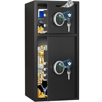6.5 Cu ft Extra Large Home Safe Box with Double Door & Deposit Slot Soft Lining