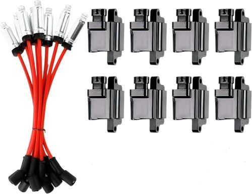 8 Pack Square Ignition Coil Plug Wire sets Chevy GMC 4.8L 5.3L 6.0L 8.1L